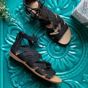 Franco Sarto Black Gladiator Brisbane Sandals Size 10